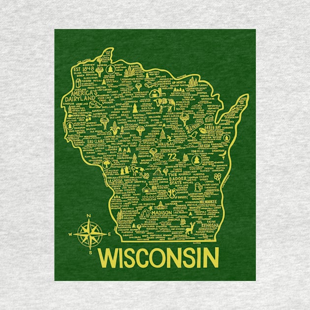 Wisconsin Map by fiberandgloss